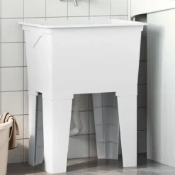 vidaXL Fregadero de lavadero de resina 59x41x75 cm Blanco Clearance