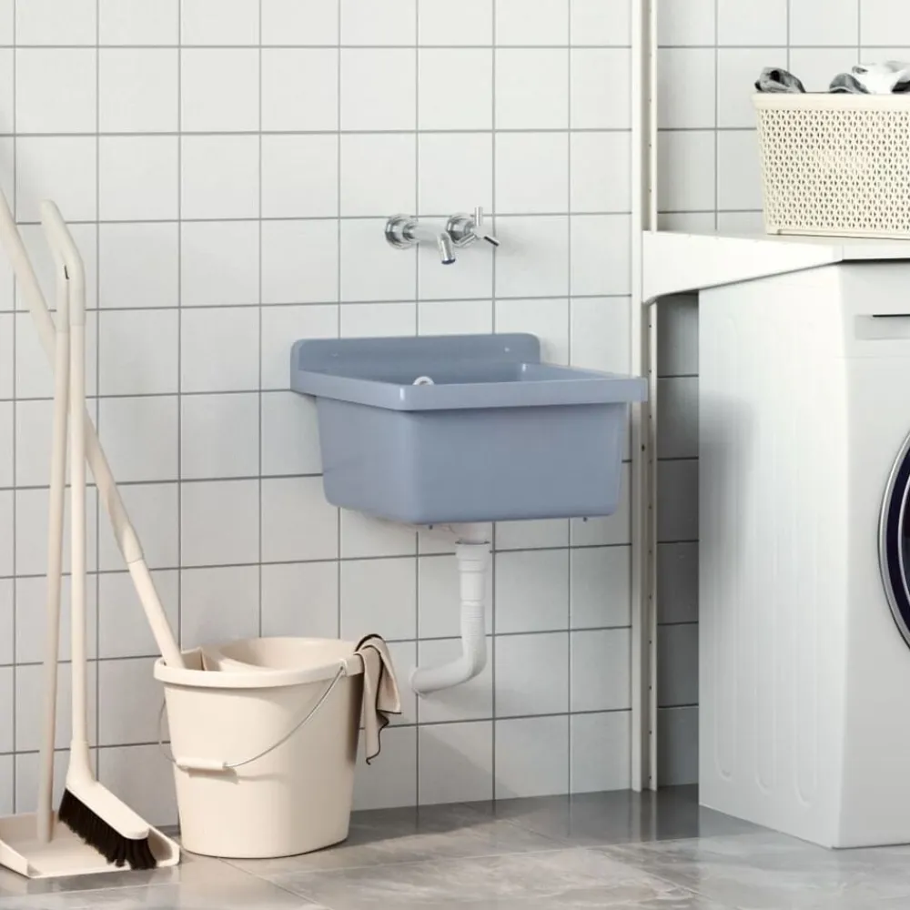 vidaXL Fontanería-Fregadero lavabo de pared resina 40x40x24 cm