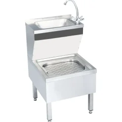 vidaXL Fontanería-Fregadero lavamanos comercial de pie con grifo acero inoxidable