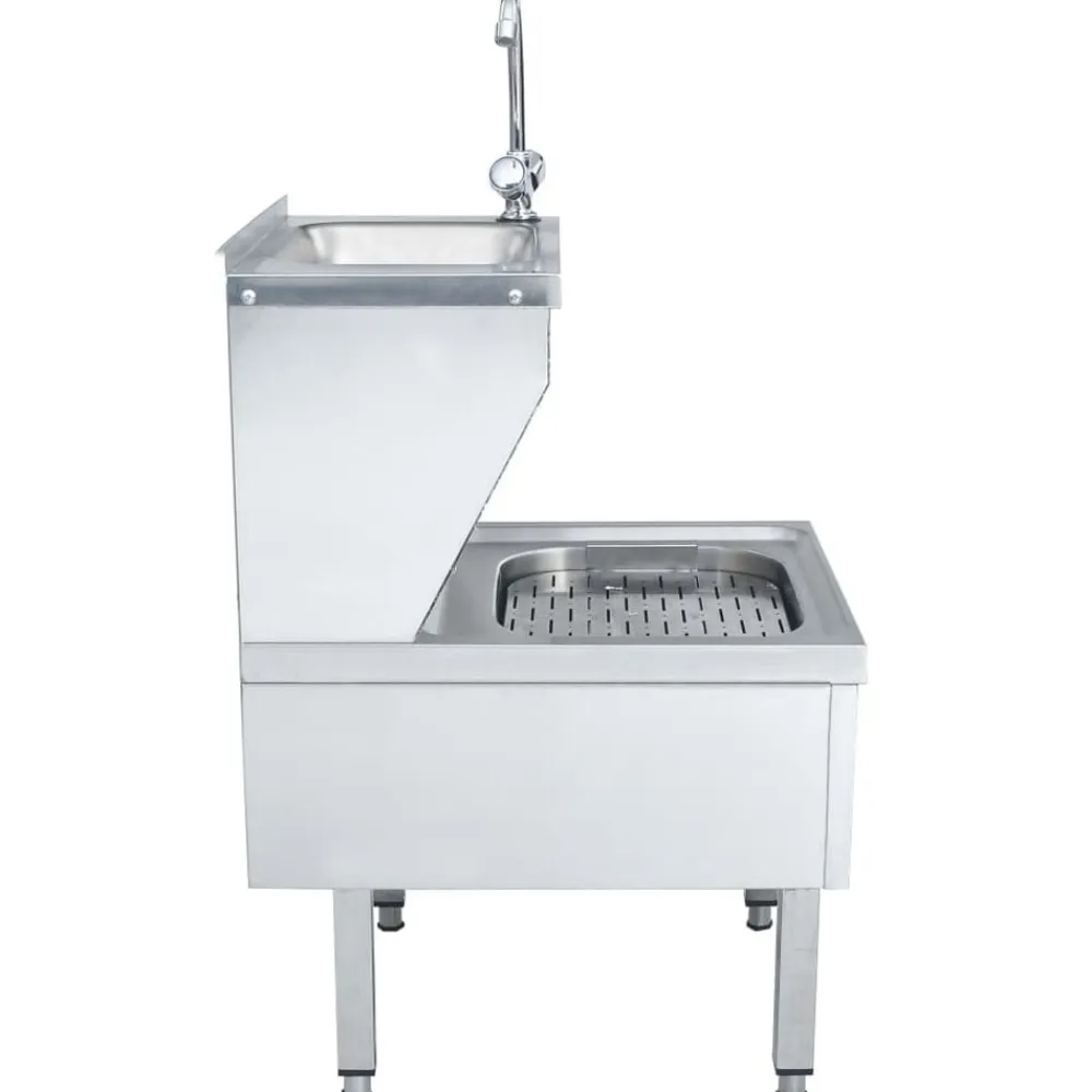 vidaXL Fontanería-Fregadero lavamanos comercial de pie con grifo acero inoxidable