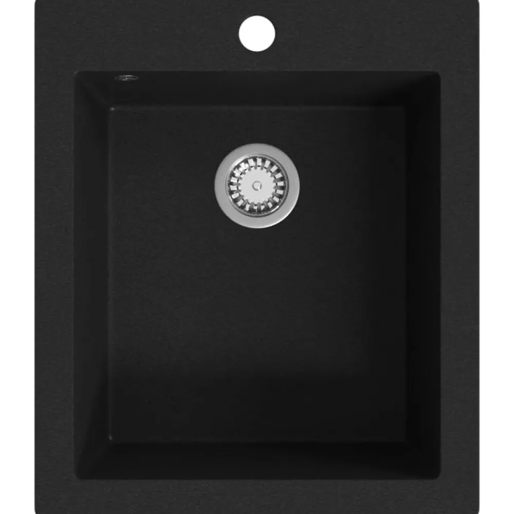 vidaXL Fregadero sobrepuesto de granito Negro Hot
