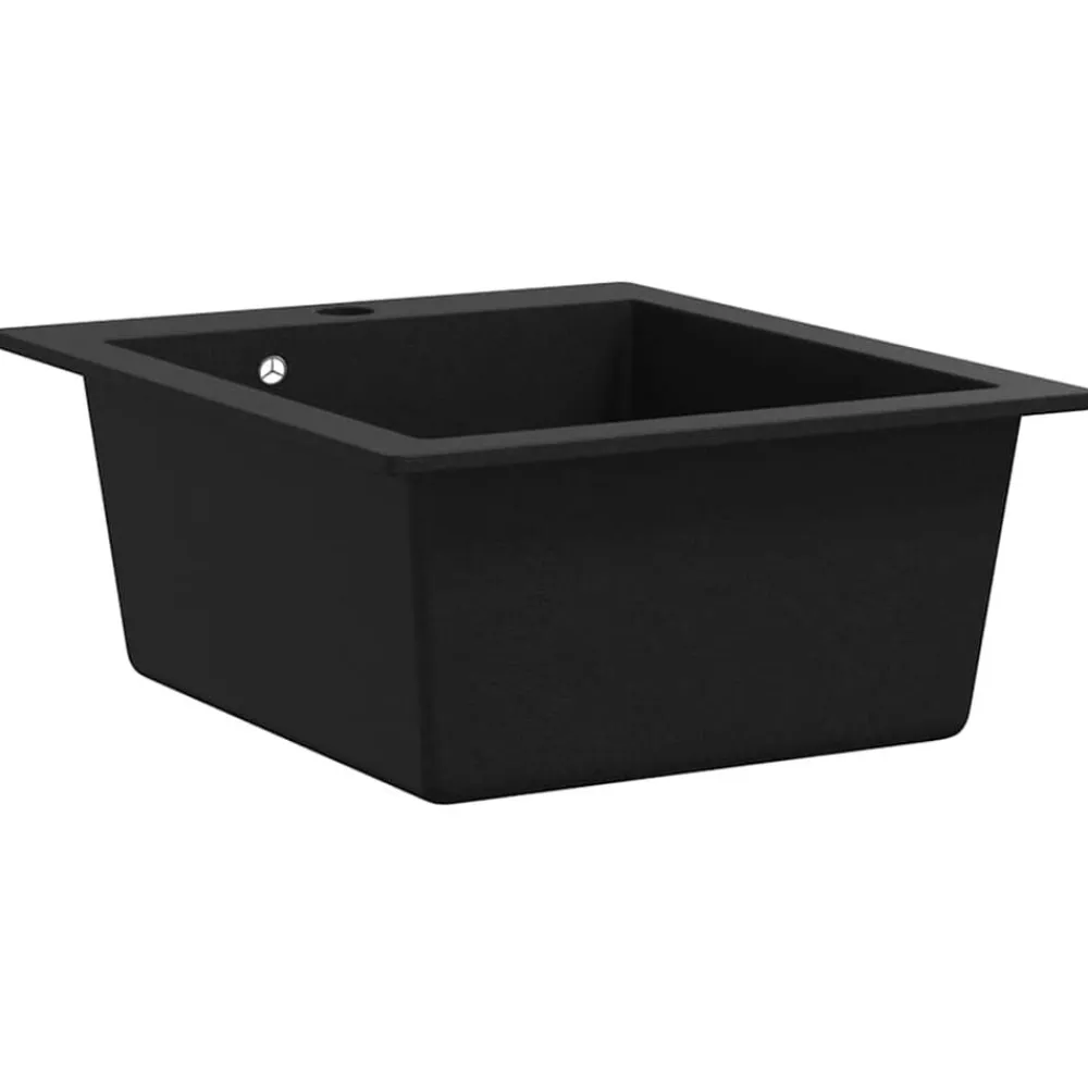 vidaXL Fregadero sobrepuesto de granito Negro Hot