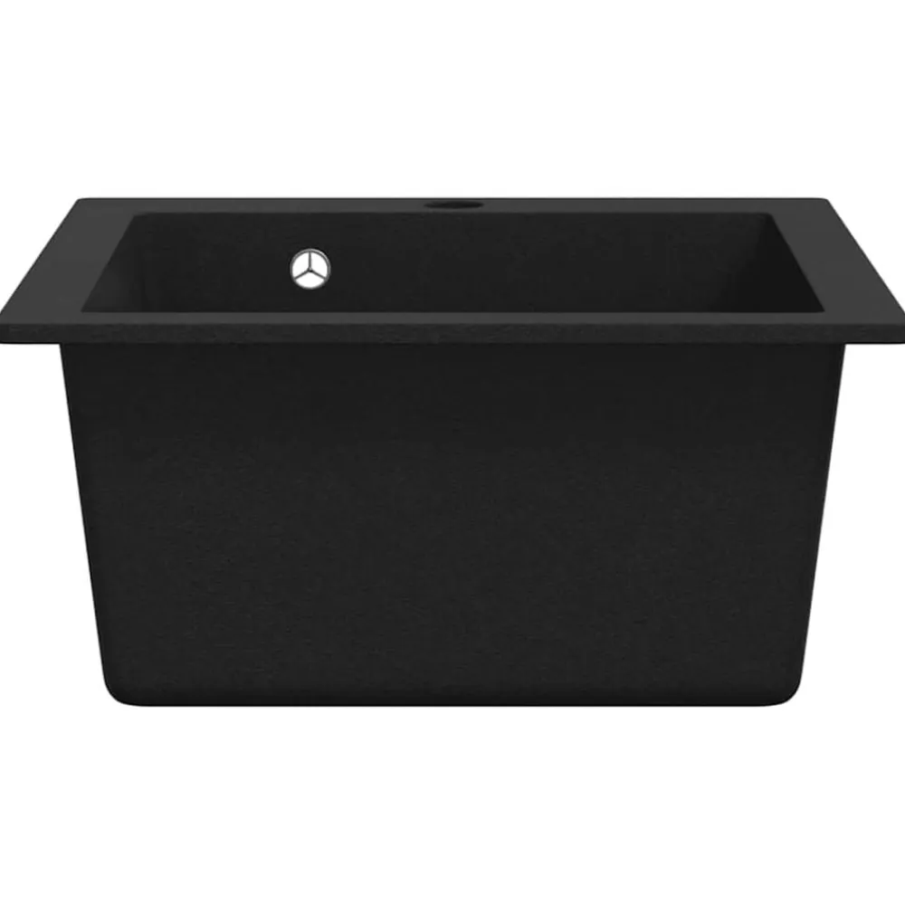 vidaXL Fregadero sobrepuesto de granito Negro Hot