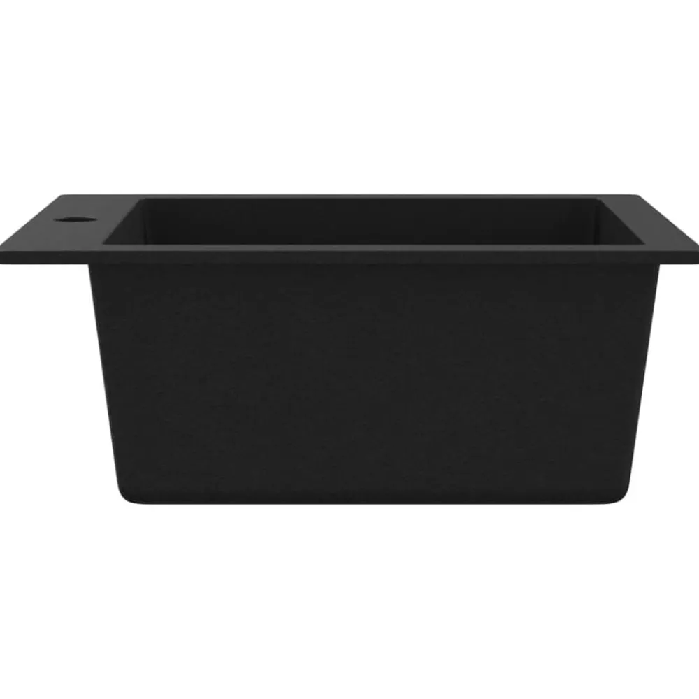 vidaXL Fregadero sobrepuesto de granito Negro Hot