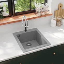 vidaXL Fregadero sobrepuesto de granito Gris Clearance