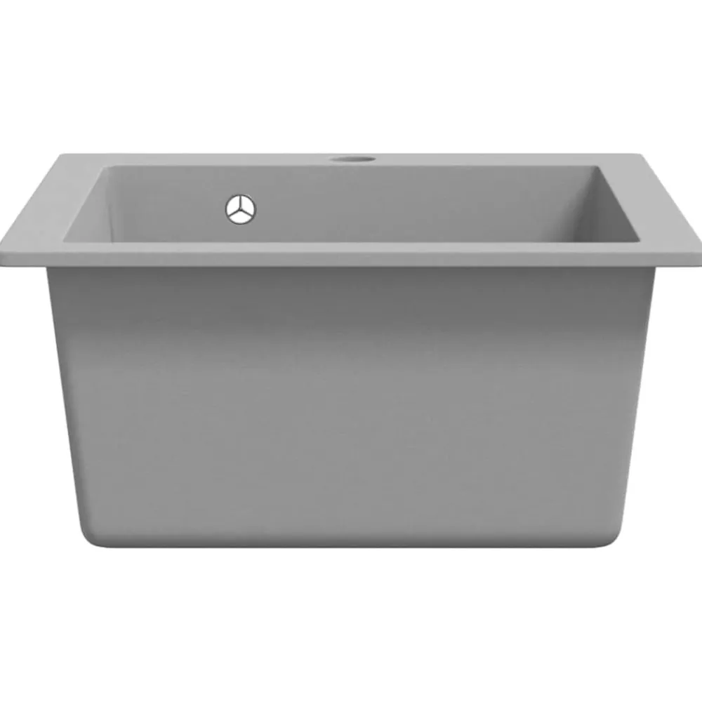 vidaXL Fregadero sobrepuesto de granito Gris Clearance