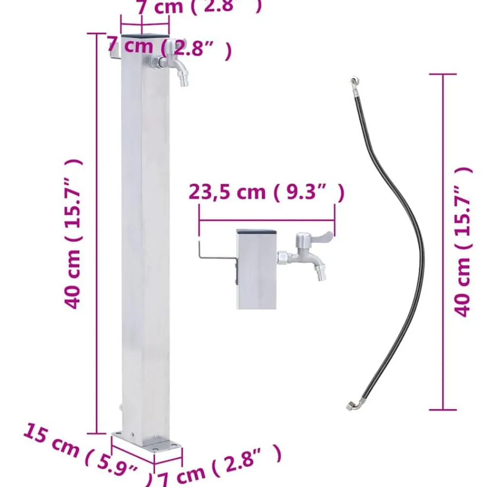 vidaXL Fuente de agua para jardín acero inoxidable cuadrada 40 cm Clearance
