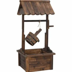 vidaXL Decoración-Fuente pozo de deseos con bomba madera de abeto 57x50x112 cm