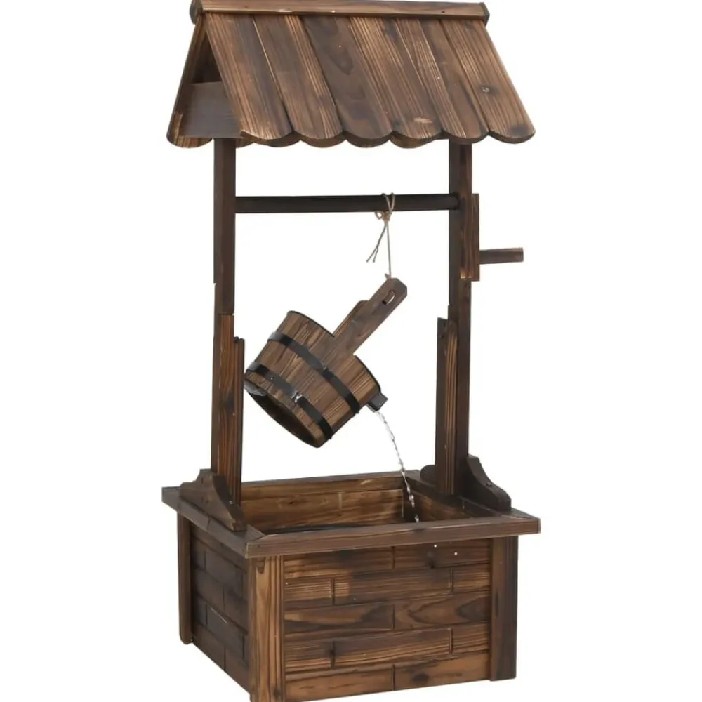 vidaXL Decoración-Fuente pozo de deseos con bomba madera de abeto 57x50x112 cm
