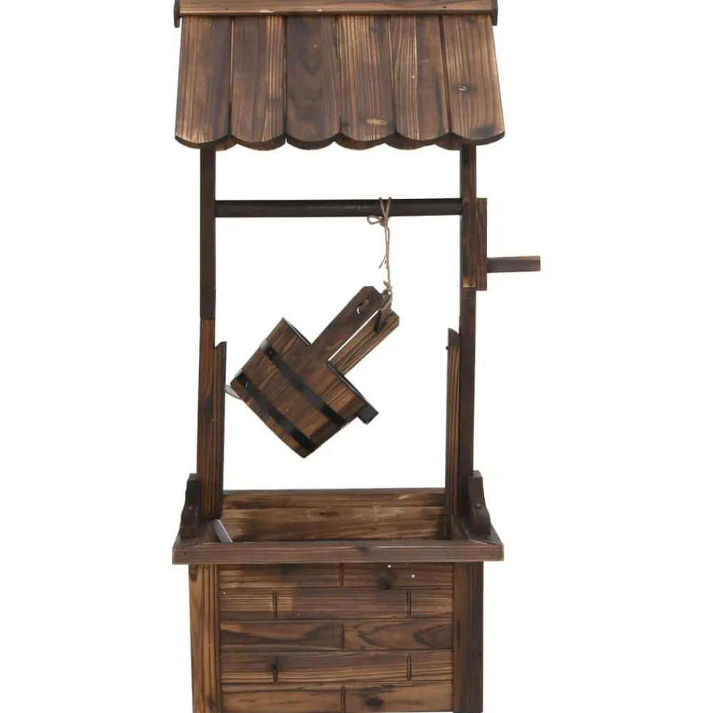 vidaXL Decoración-Fuente pozo de deseos con bomba madera de abeto 57x50x112 cm