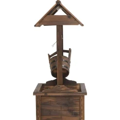 vidaXL Decoración-Fuente pozo de deseos con bomba madera de abeto 57x50x112 cm
