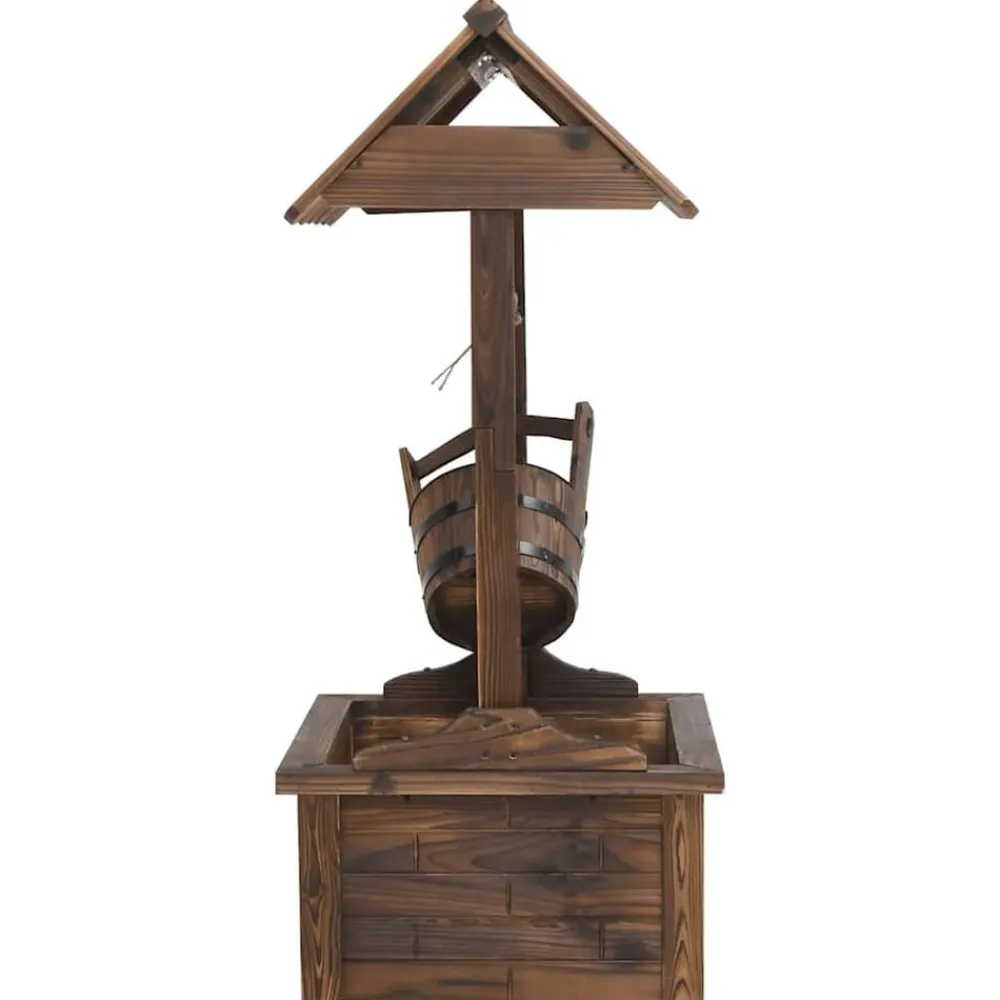 vidaXL Decoración-Fuente pozo de deseos con bomba madera de abeto 57x50x112 cm