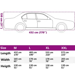 vidaXL Funda de coche para Sedan con correas hebilla plateado M