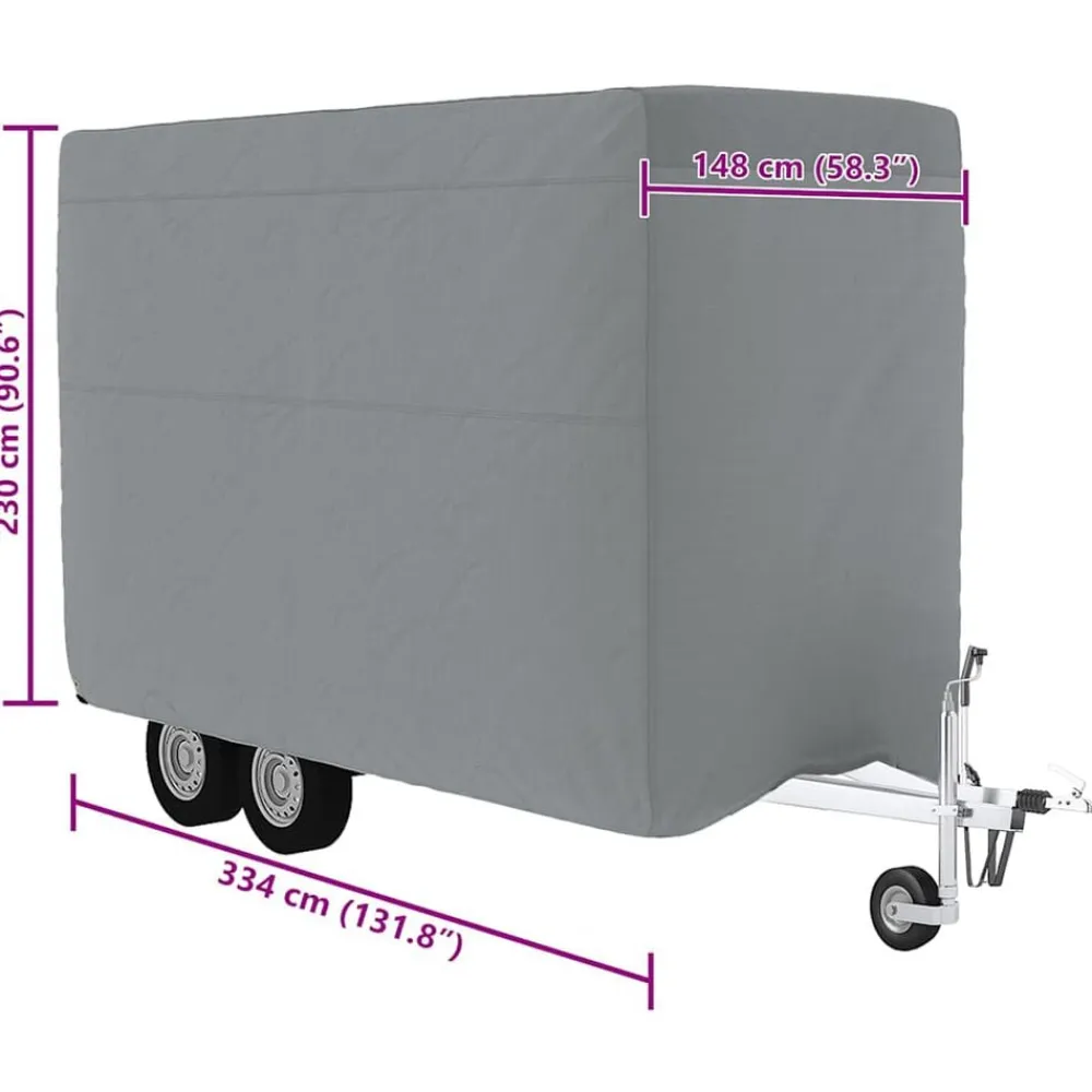 vidaXL Piezas Y Accesorios Para Vehículos-Funda de remolque de caballo tela no tejida gris 334x148x230 cm