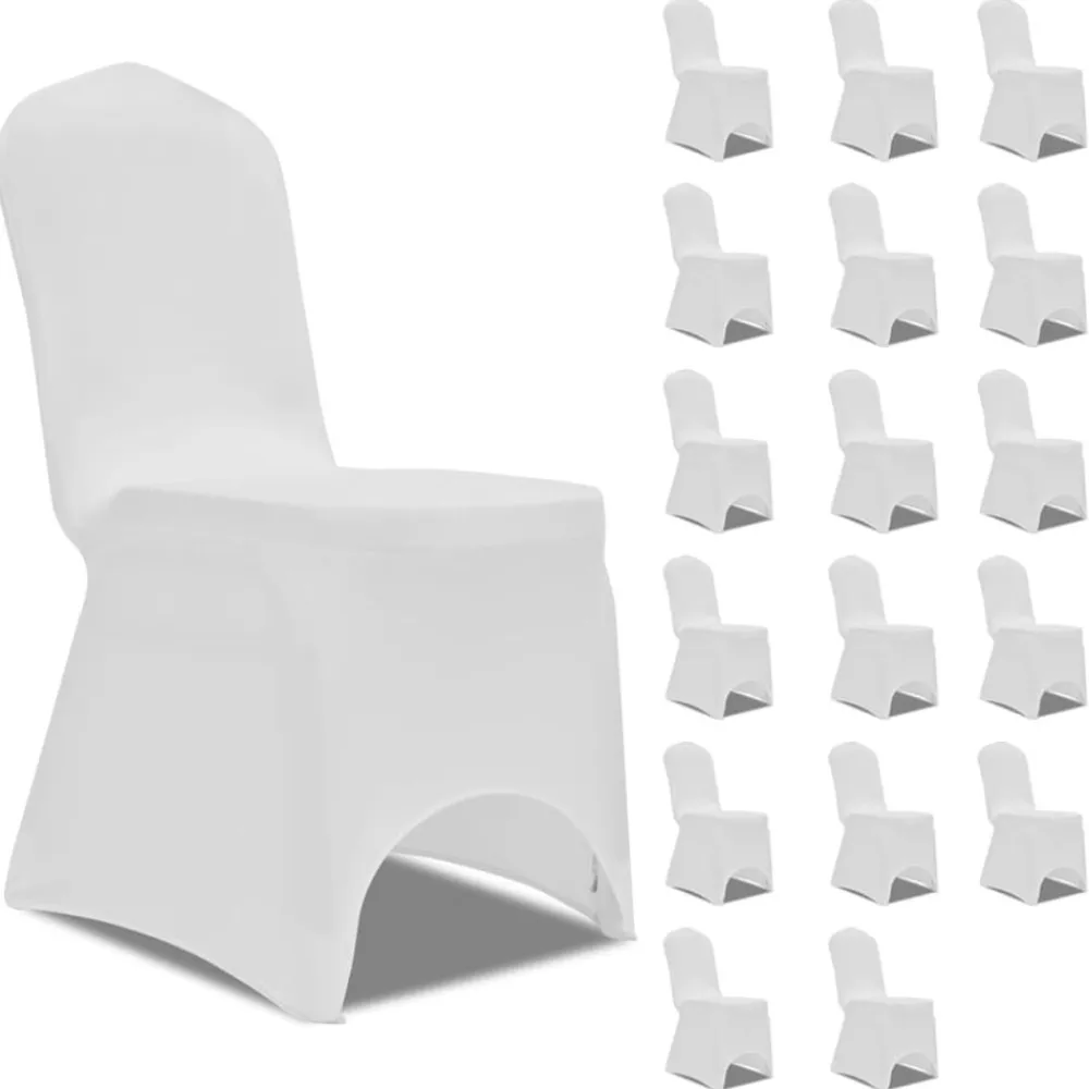 vidaXL Funda de silla elástica color crema 18 unidades Blanco