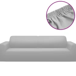 vidaXL Funda elástica para sillón de 3 plazas poliéster jersey Gris Clearance