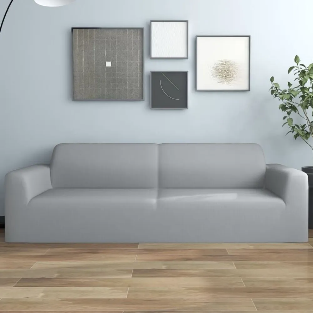 vidaXL Funda elástica para sillón de 3 plazas poliéster jersey Gris Clearance