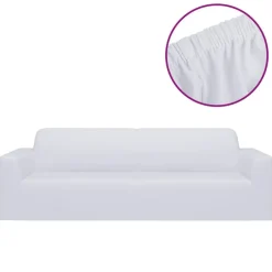 vidaXL Decoración-Funda elástica para sofá de 3 plazas poliéster jersey blanca