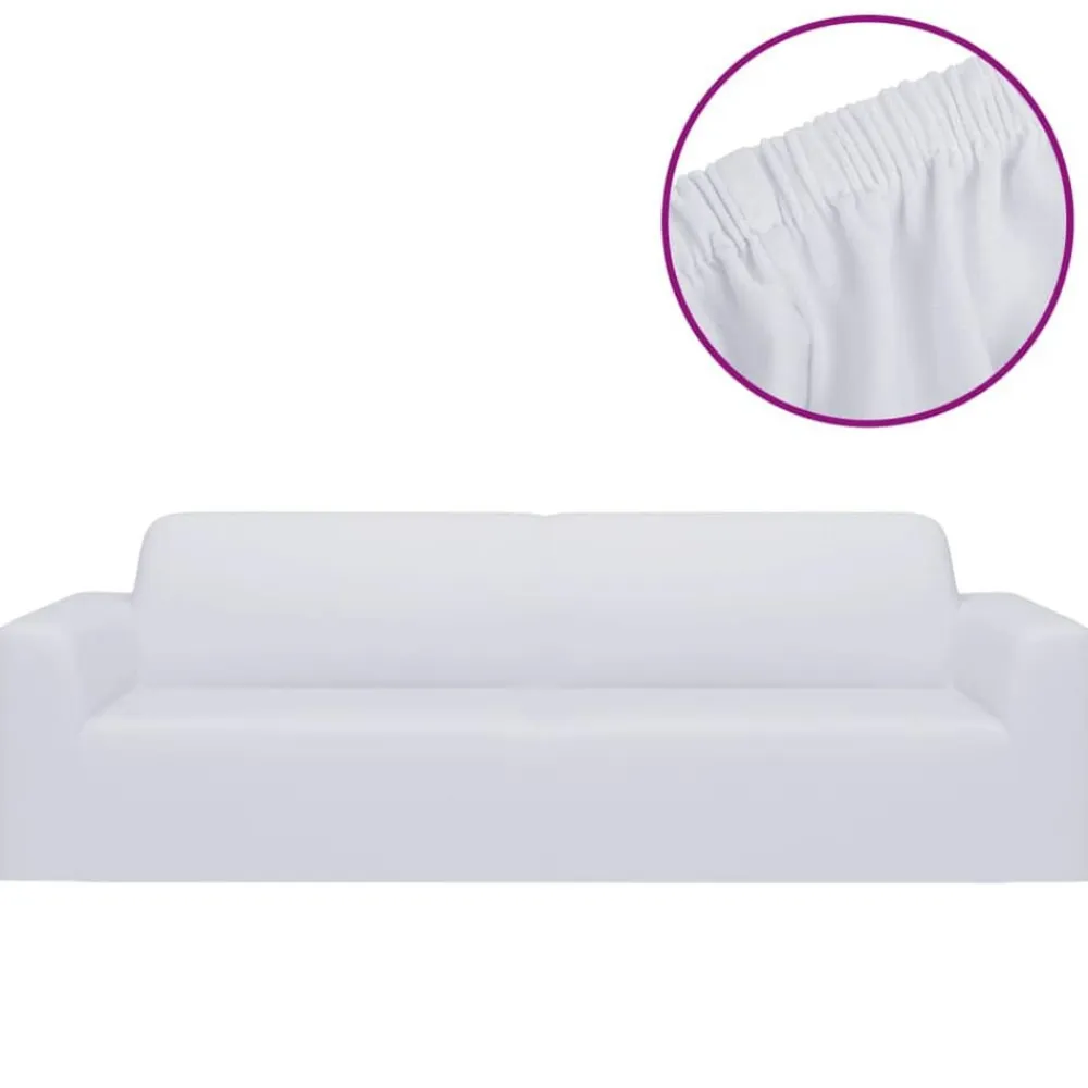 vidaXL Decoración-Funda elástica para sofá de 3 plazas poliéster jersey blanca
