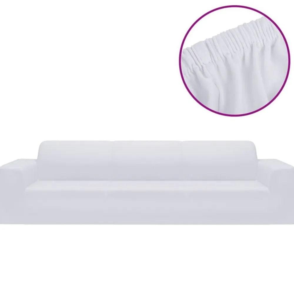 vidaXL Decoración-Funda elástica para sofá de 4 plazas poliéster jersey blanca