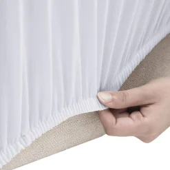 vidaXL Decoración-Funda elástica para sofá de 4 plazas poliéster jersey blanca