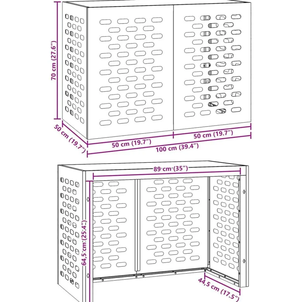 vidaXL Funda para Aire Acondicionado Plateado 100 x 50 x 70 cm Acero galvanizado Online