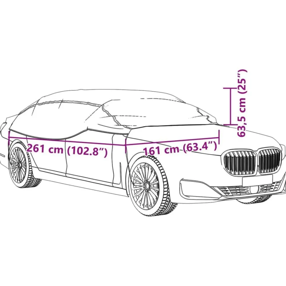 vidaXL Piezas Y Accesorios Para Vehículos-Funda para coche con ganchos media PEVA plateado M
