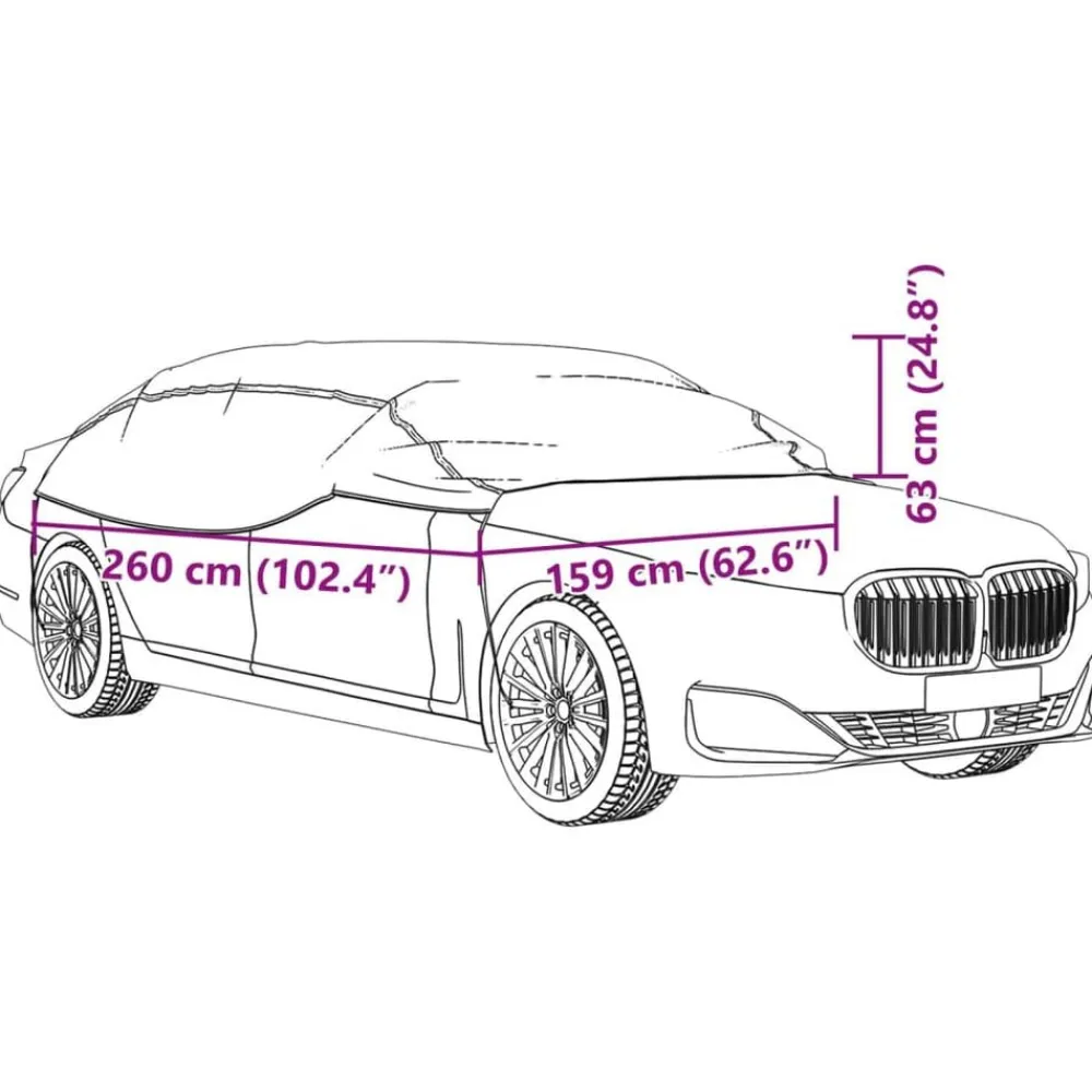 vidaXL Funda para coche con ganchos media plateado M Sale