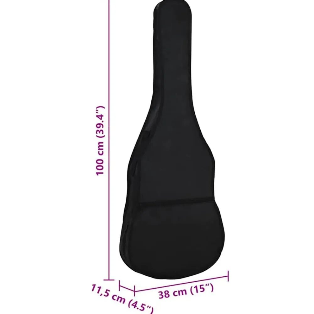 vidaXL Arte Y Ocio-Funda para guitarra clásica 4/4 (39") tela negro 100x37 cm