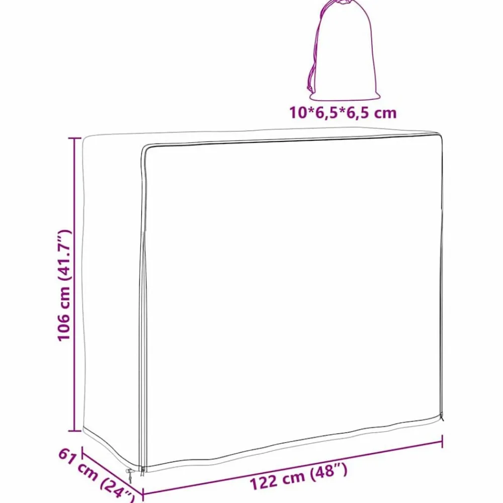 vidaXL Funda para leñero Liso Negro 61 x 122 x 106 cm Tela Oxford 600D Online
