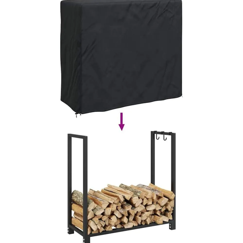 vidaXL Funda para leñero Liso Negro 61 x 122 x 106 cm Tela Oxford 600D Online