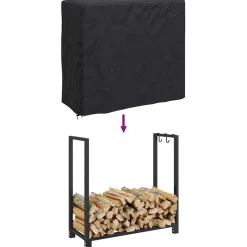 vidaXL Funda para leñero Liso Negro 61 x 122 x 106 cm Tela Oxford 210D Discount