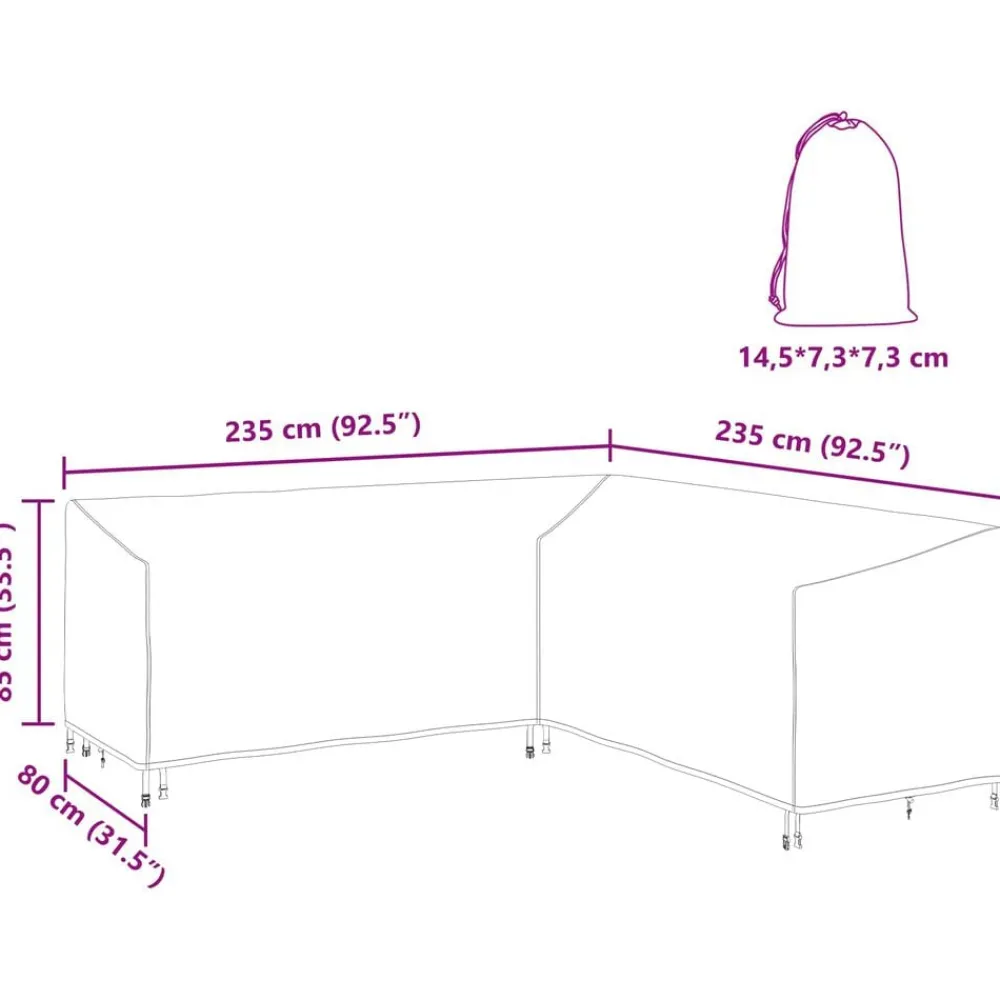 vidaXL Funda para muebles Negro 235 x 235 x 85 cm Tela Oxford 600D Sale