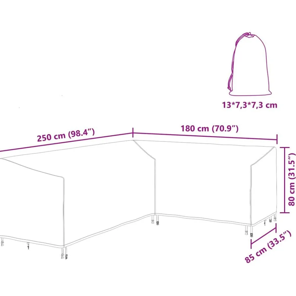 vidaXL Accesorios Para Muebles De Jardín-Funda para muebles Negro 250 x 180 x 80 cm Tela Oxford 600D