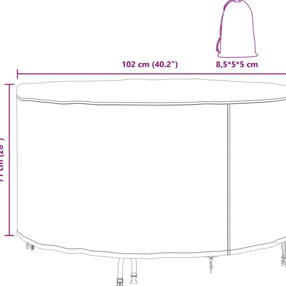 vidaXL Accesorios Para Muebles De Jardín-Funda para muebles Negro 102 x 102 x 71 cm Tela Oxford 420D