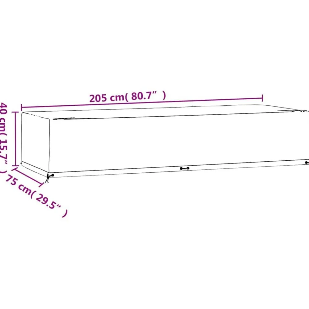 vidaXL Accesorios Para Muebles De Jardín-Funda para tumbona 12 ojales polietileno 205x75x40 cm