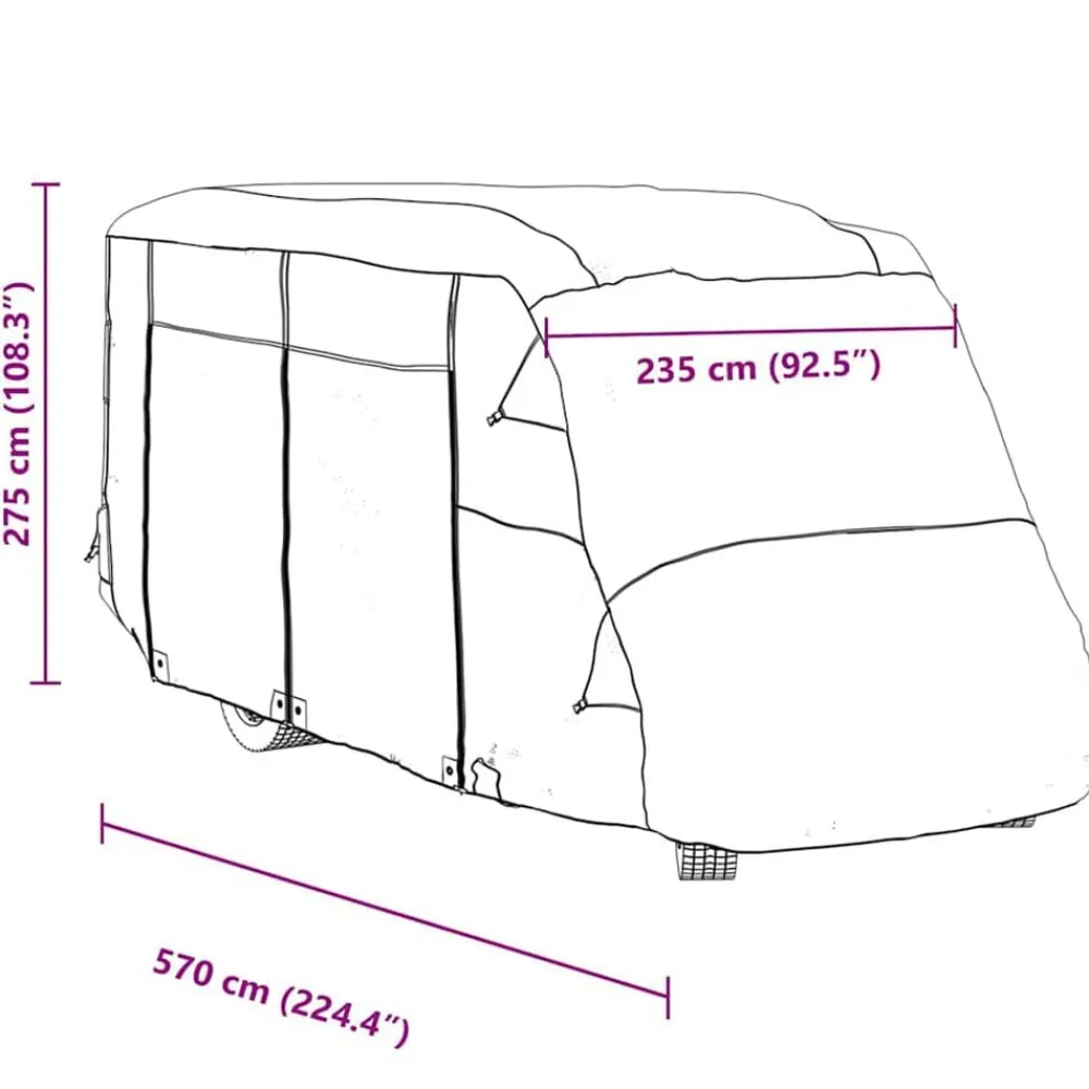vidaXL Fundas para autocaravanas tela no tejida gris 570x235x275 cm Outlet