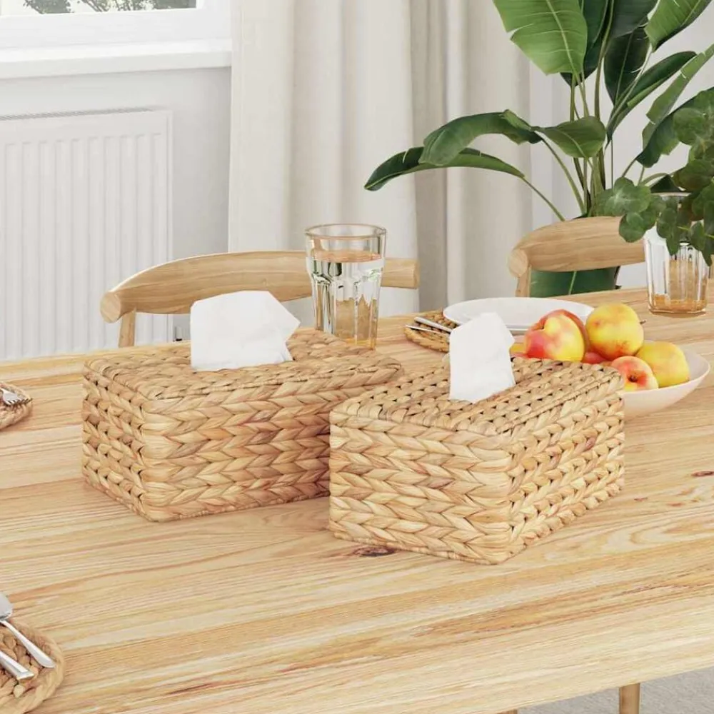 vidaXL Accesorios Para El Baño-Fundas para Cajas de Tejido 2 pcs Jacinto de agua Natural