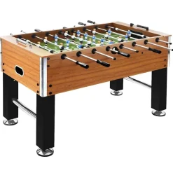 vidaXL Futbolín de acero marrón claro y negro 60 kg 140x74,5x87,5 cm Marrón claro Discount