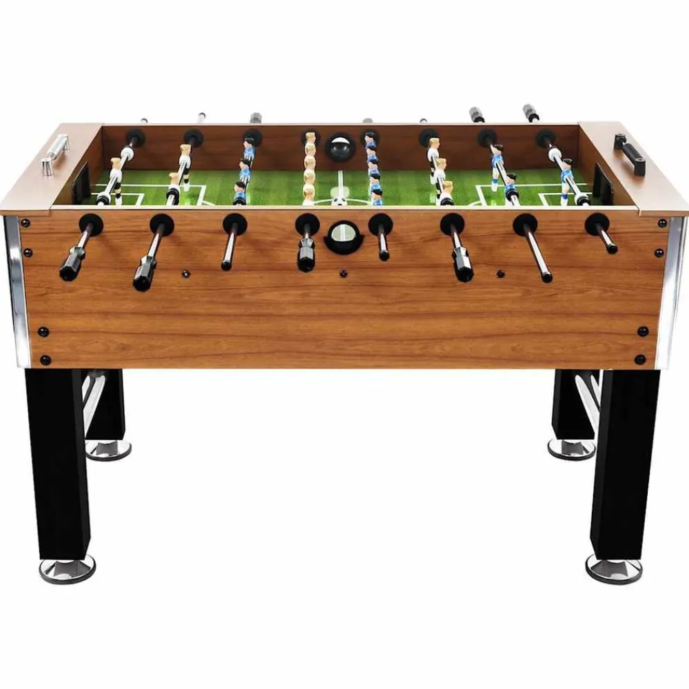 vidaXL Futbolín de acero marrón claro y negro 60 kg 140x74,5x87,5 cm Marrón claro Discount