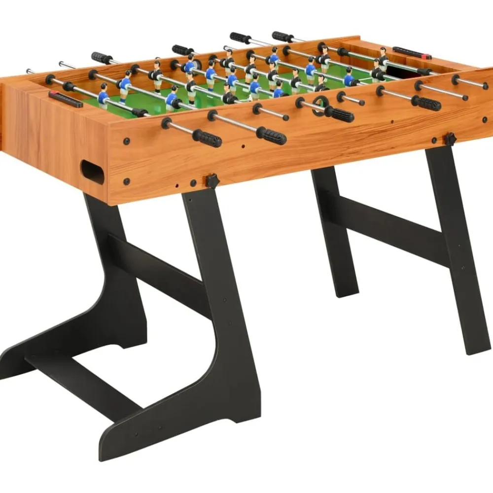 vidaXL Juegos De Interior-Futbolín plegable marrón claro 121x61x80 cm
