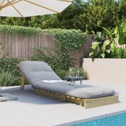 vidaXL Futones-Futón sofá cama con colchón madera impregnada pino 60x206x11 cm