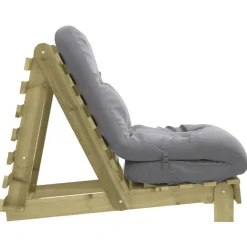 vidaXL Futones-Futón sofá cama con colchón madera impregnada pino 60x206x11 cm