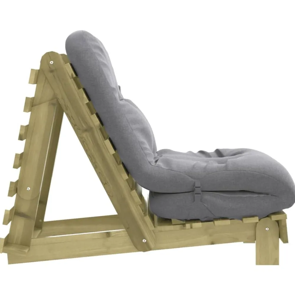vidaXL Futones-Futón sofá cama con colchón madera impregnada pino 60x206x11 cm