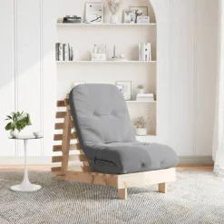 vidaXL Futones-Futón sofá cama con colchón madera maciza de pino 60x206x11 cm