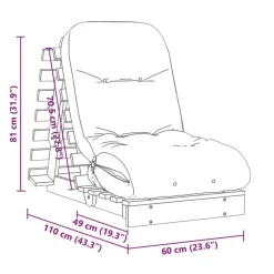 vidaXL Futones-Futón sofá cama con colchón madera maciza de pino 60x206x11 cm
