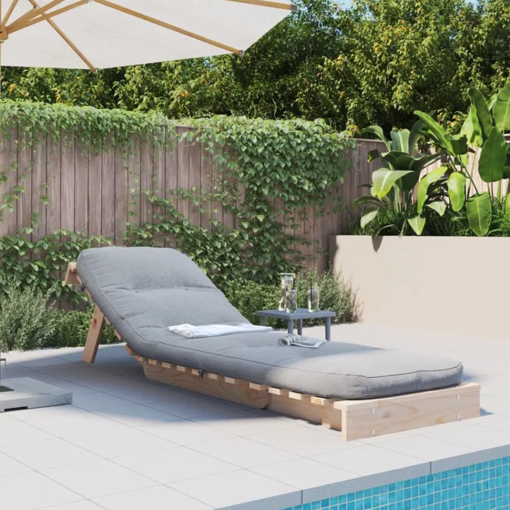 vidaXL Futones-Futón sofá cama con colchón madera maciza de pino 60x206x11 cm