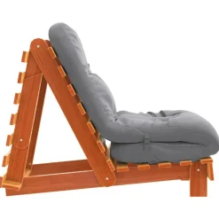 vidaXL Futón sofá cama con colchón madera maciza marrón 60x206x11 cm Marrón cera New