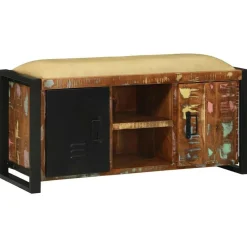 vidaXL Bancos-Gabinete de banco Multicolor Madera maciza recuperada