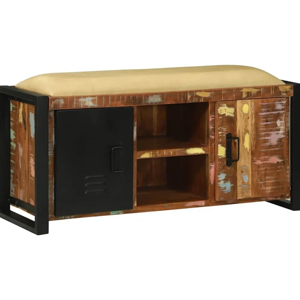 vidaXL Bancos-Gabinete de banco Multicolor Madera maciza recuperada